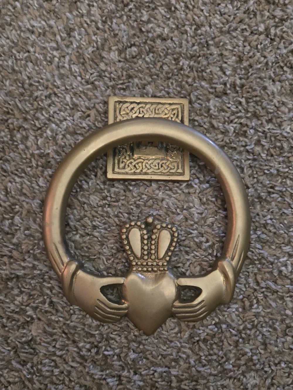 Claddagh Ring Door Knocker in Antique Brass